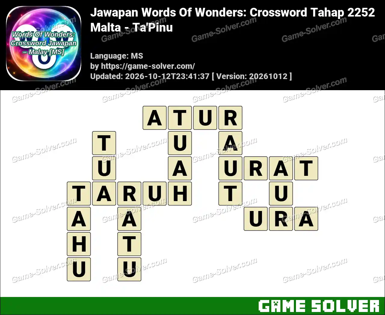 Jawapan Words Of Wonders: Crossword Tahap 2252 – Malta – Ta’Pinu